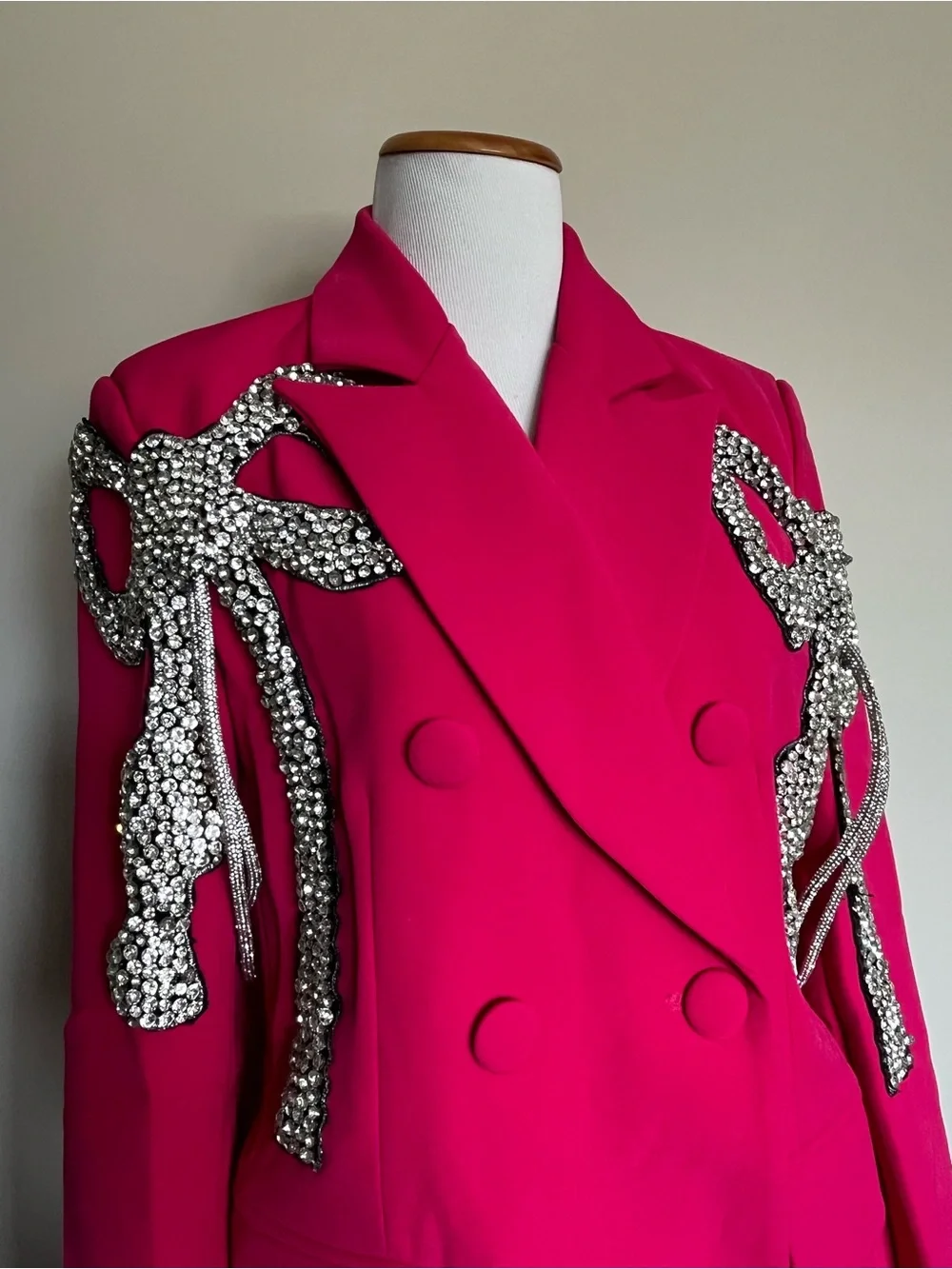 NWT Beulah Style Hot Pink Embellished Bow Jacket/Blazer Size Medium - Picture 10 of 16
